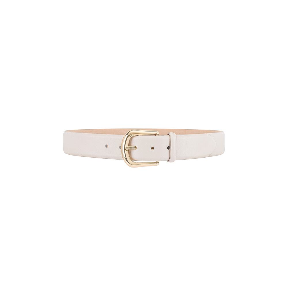 B-Low the Belt Cream Leather Belt with Gold Buckle